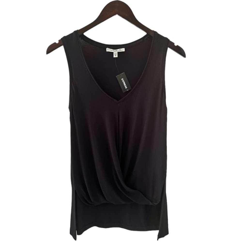 Express Black V-Neck Gathered Front Tank Top Size XS